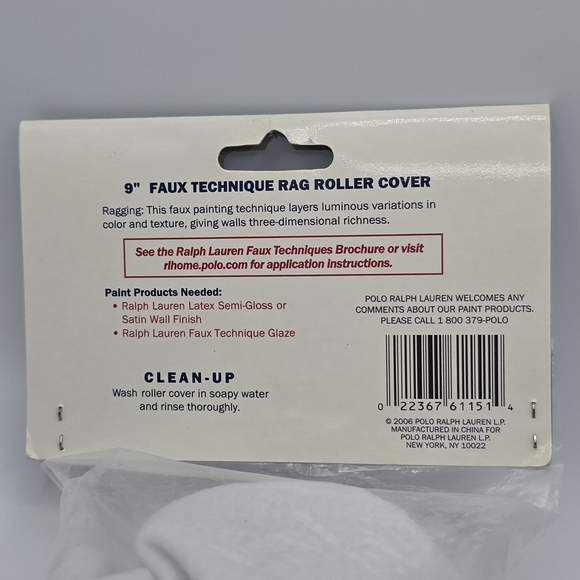 Ralph Lauren 9” Faux Technique Rag Roller Cover Painting Texture Decor - Picture 4 of 9